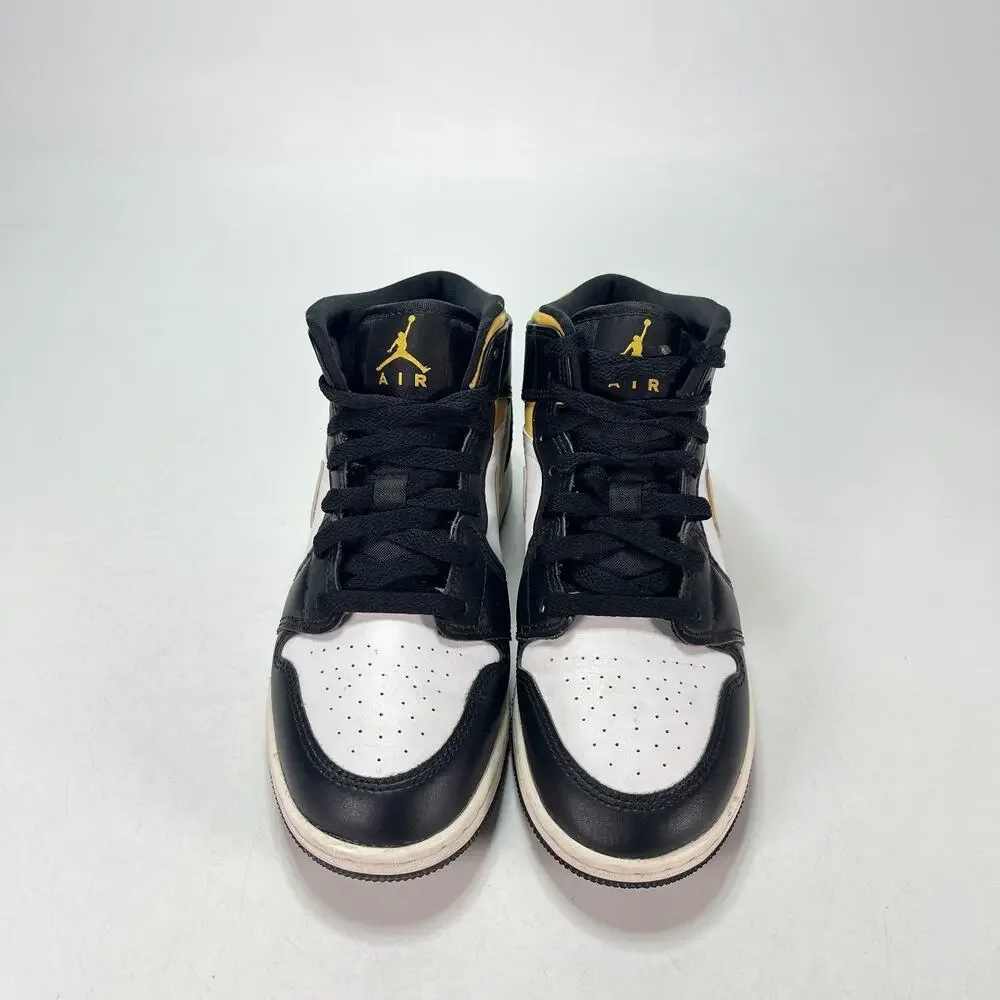 Air Jordan 1 Mid White Black Pollen Lifestyle Shoes 554725-177 Youth Size 4.5Y